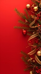 christmas tree decorations Red Christmas background