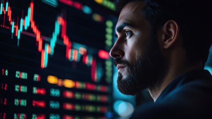 Market analysis insights trading floor data visualization digital environment close-up financial trends