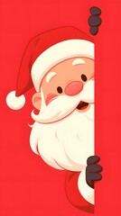 Illustration Santa Claus on red background