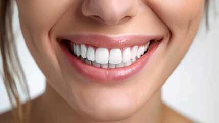 Fototapeta premium Close-Up of a Woman's Smile with Perfectly White Teeth
