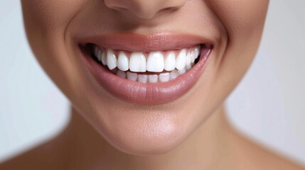 Obraz premium Close-Up of a Woman's Smile with Perfectly White Teeth