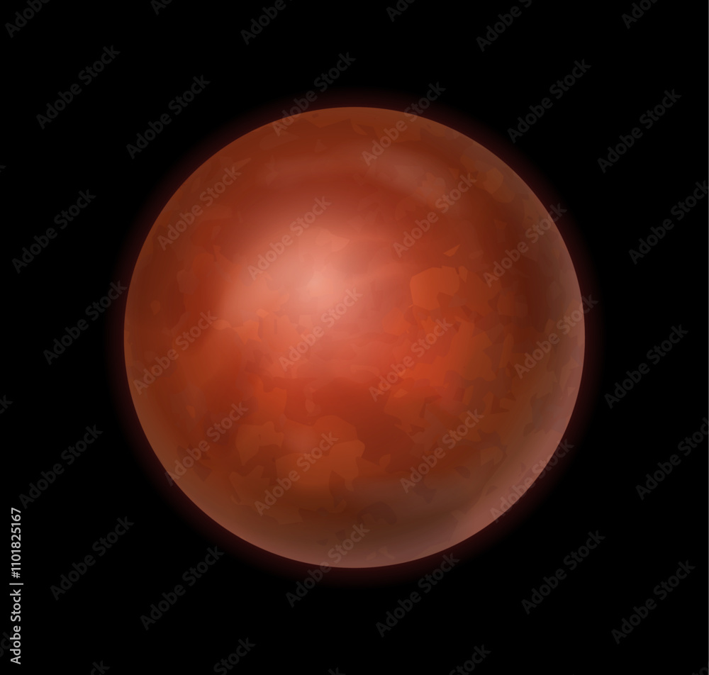 Aufkleber mars solar system planet isolated on black background, realistic design for children book about oute