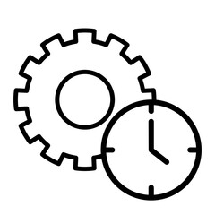 Time Management: Gear and Clock Icon.  Efficient workflow, scheduling, and productivity. 