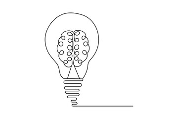 Naklejka premium Human brain continuous one line drawing and simple isolated outline vector design