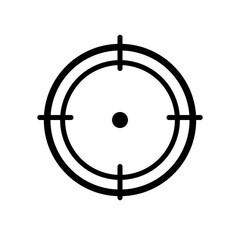 Target Icon: A simple, black and white icon of a target with a bullseye in the center. Perfect for presentations, websites, and apps. It symbolizes accuracy, precision, and focus.