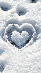 Fototapeta premium Winter Wonderland, Heart-Shaped Snow Design in Sparkling Snowdrift