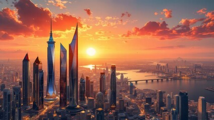 Obraz premium Digitally rendered Beirut skyline, bold and futuristic.