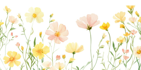Yellow And White Wildflowers Arrangement Isolated on Transparent Background