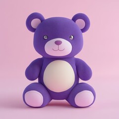 Obraz premium A cute purple teddy bear with a soft texture, perfect for children's rooms and playful decor.