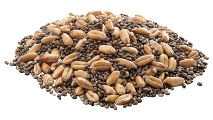 pilha de centeio e chia isolado em fundo transparente