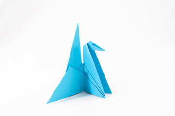 Crane card holder on a white background. Paper crane. Paper crafts. Diy. Origami