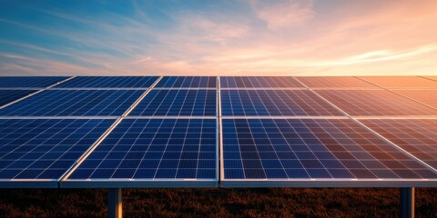 Harnessing solar energy solar panel installation in a rural landscape technology showcase sunset view sustainable solutions