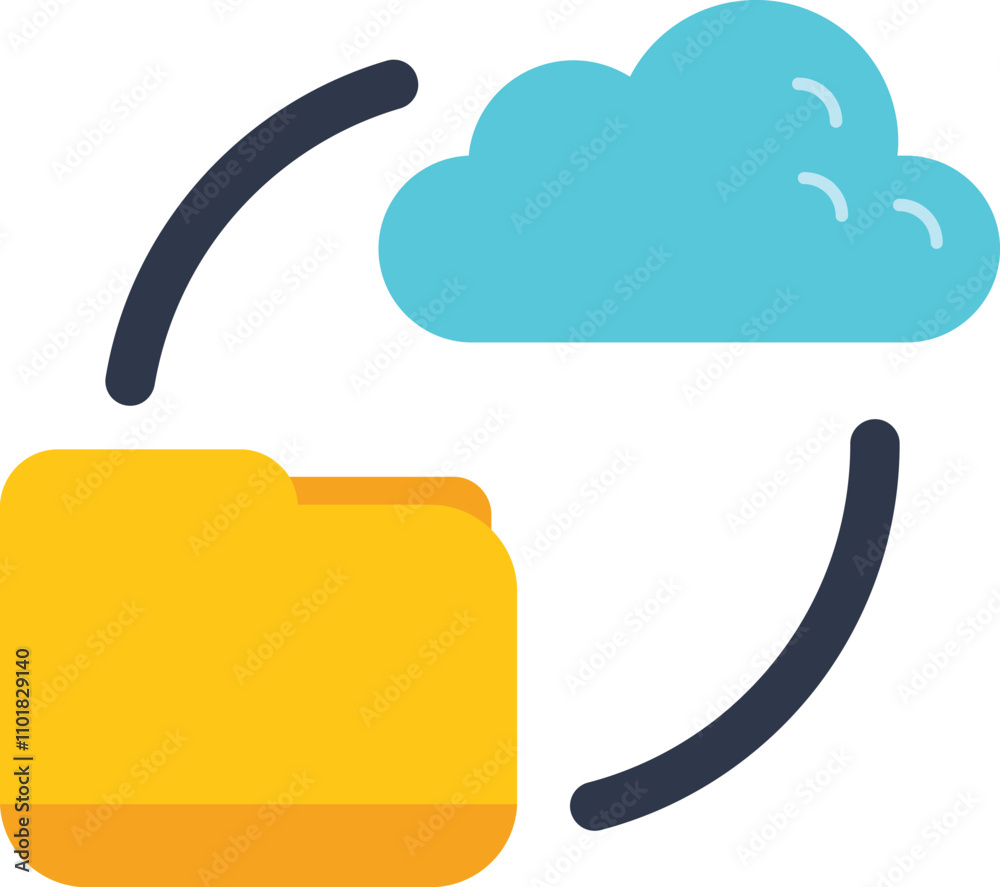 Wall mural this colorful icon depicts a folder transferring data to a cloud server