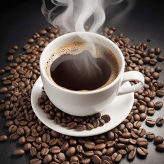 Fototapeta premium Delicious coffee beans cup