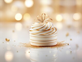 White and gold colored luxury elegantly sweets for Christmas and cozy blur background
