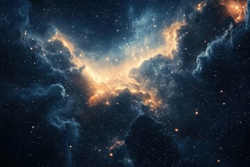 Obraz premium A stunning view of a nebula in space, with swirling clouds of gas and dust illuminated by distant stars.
