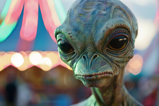 Image of extraterrestrial alien from outer space invading earth generative AI