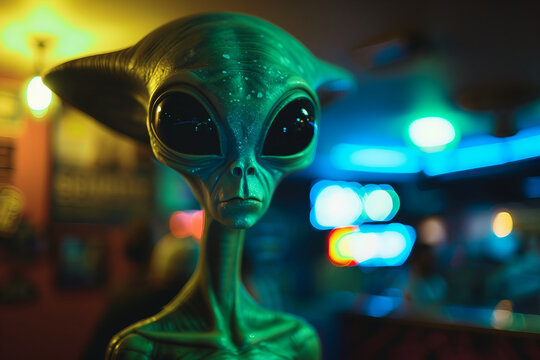 Image of extraterrestrial alien in glowing light generative AI