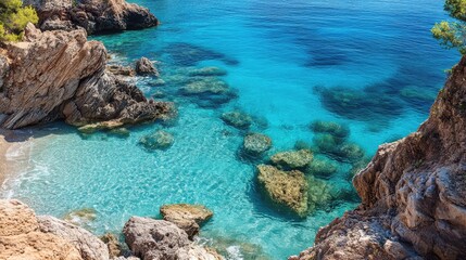  Aerial View of Beautiful Lagoon and Bay with Turquoise Water and Rocks