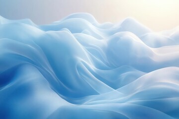 Obraz premium Abstract background of flowing blue fabric with soft lighting and a gradient of light blue to white.