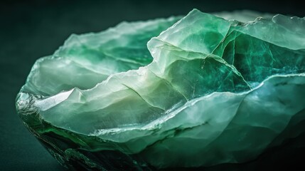 Obraz premium Emerald Green Mineral Specimen, Closeup Crystal Texture, Natural Gemstone, Rough Surface, Deep Green