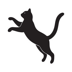 Silhouette of a Cat walking, Jumping and running in Motion