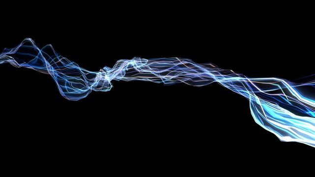 blue lightning energy plasma laser beam shots, various direction, dark black background.