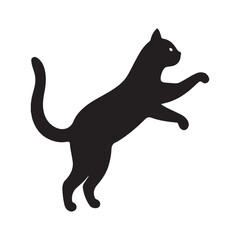 Silhouette of a Cat walking, Jumping and running in Motion