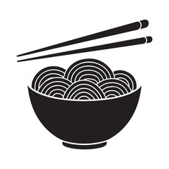 set of vector noodles, noodles bowl silhouette
