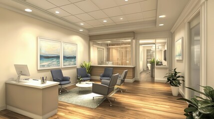 Fototapeta premium Serene modern coworking space professional interior photography of office environments