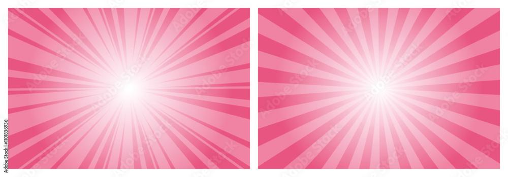 Poster dark pink sunburst pattern background. sunbeam backdrop with rays. summer banner. vector illustratio