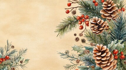 Customizable Christmas card design with festive holiday elements, warm colors, and a touch of elegance, perfect for creating personalized greetings and seasonal cheer