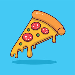 Cartoon Pizza Icon Vector - Premium Flat Style Fast Food Illustration