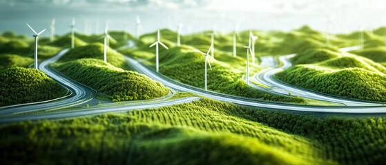 Renewable energy transportation routes green design scenic landscape eco-friendly viewpoint nature