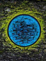 Circle of colour on stone wall