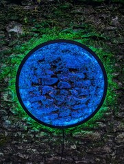 Circle of colour on stone wall