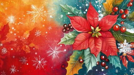 Joyful Christmas card with a heartfelt message, vibrant colors, and subtle seasonal details, designed to convey love and happiness this holiday season