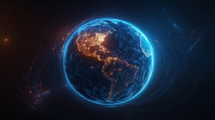 Obraz premium Global clean energy initiatives in action earth digital visualization space dynamic perspective