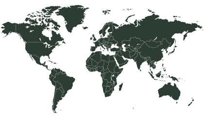 World map. Black modern vector map. Silhouette map