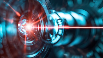 Futuristic Laser Technology Performing Precision Cuts on Clear Surface