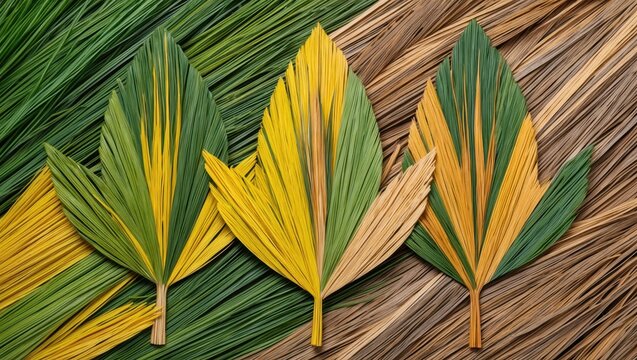 Detailed Artistic Arrangement of Chinar Leaves on Grass Background