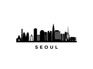 Fototapeta premium Vector Seoul skyline. Travel Seoul famous landmarks. Business and tourism concept for presentation, banner, web site.