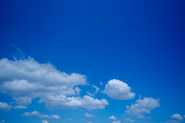 Bright Blue Sky with Fluffy White Clouds. Clear and Vibrant Atmosphere Representing Freshness and Tranquility in a Scenic Natural View