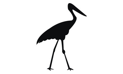 Stork Silhouette Design  And Vector Illustration. 