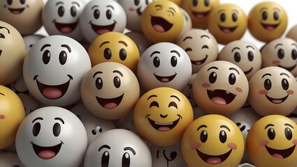 Happy Emojis: A 3D Rendering of Smiling Faces
