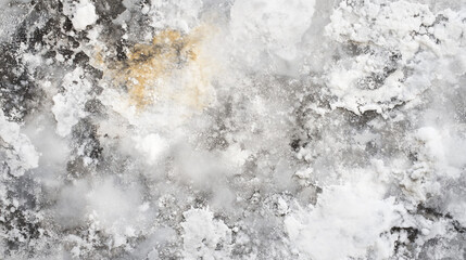 Snow covered ground with patches of dirt and ice in a winter setting
