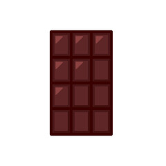 Dark Chocolate Bar, isolated flat illustration in transparent background