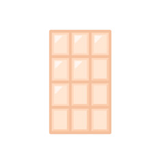 White Vanilla Chocolate Bar, isolated flat illustration in transparent background