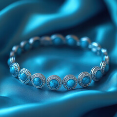 Ornate Silver Bracelet with Turquoise Accents