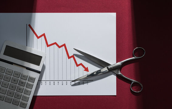 Chart showing negative trend and scissors